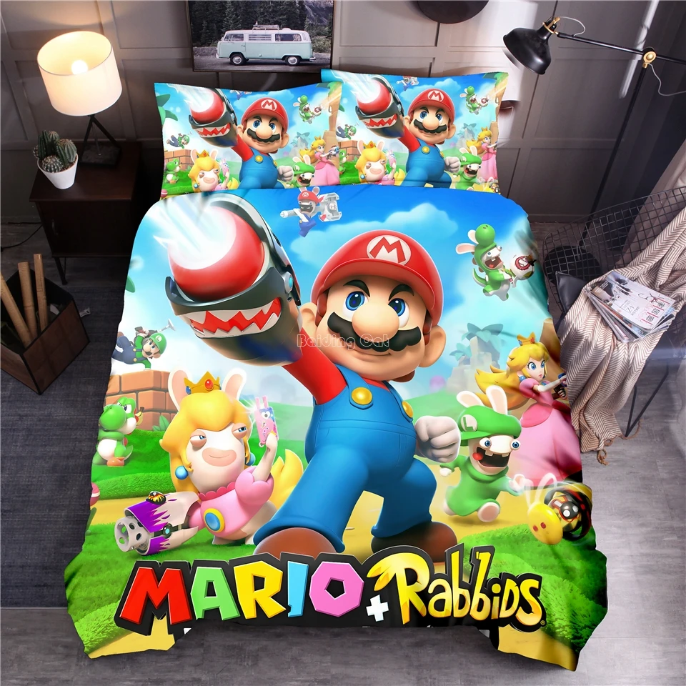

2020 New Chidren Super Mario 3d Bedding Set Soft Duvet Cover Set AU EU US Queen King Size Bed Set Bed Linen Bedclothes Best Gift