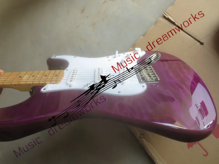 China Top quality OEM shop Electric Guitar T1L2 electric guitar.quilted maple wood Two kinds style is optional, purple color - Цвет: ST