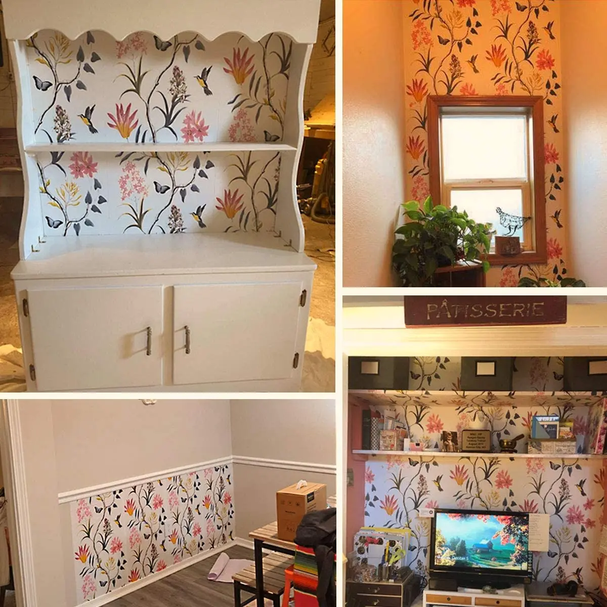 Önmaga Ragasztó Virág Madár Háttérkép Modern Rózsaszín Nappali