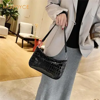

Elegant Crocodile Pattern Crossbody Bags for Women Solid PU Leather Luxury Handbag Retro Shoulder Bag Elegant Shopping Totes
