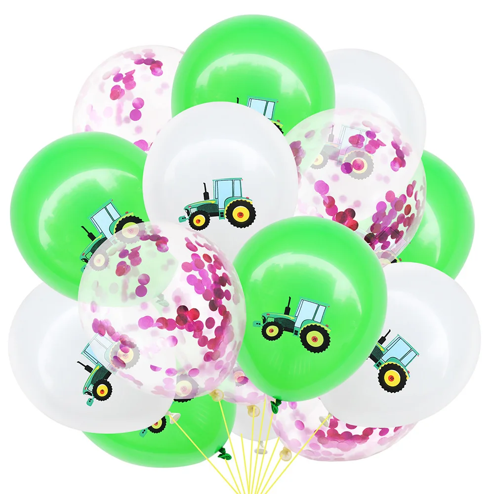 15pcs 15/10/5pc вечерние воздушных шаров из латекса желтого цвета трактор экскаватор День рождения украшения дети Globos cumpleaños Infantiles - Color: 15pcs