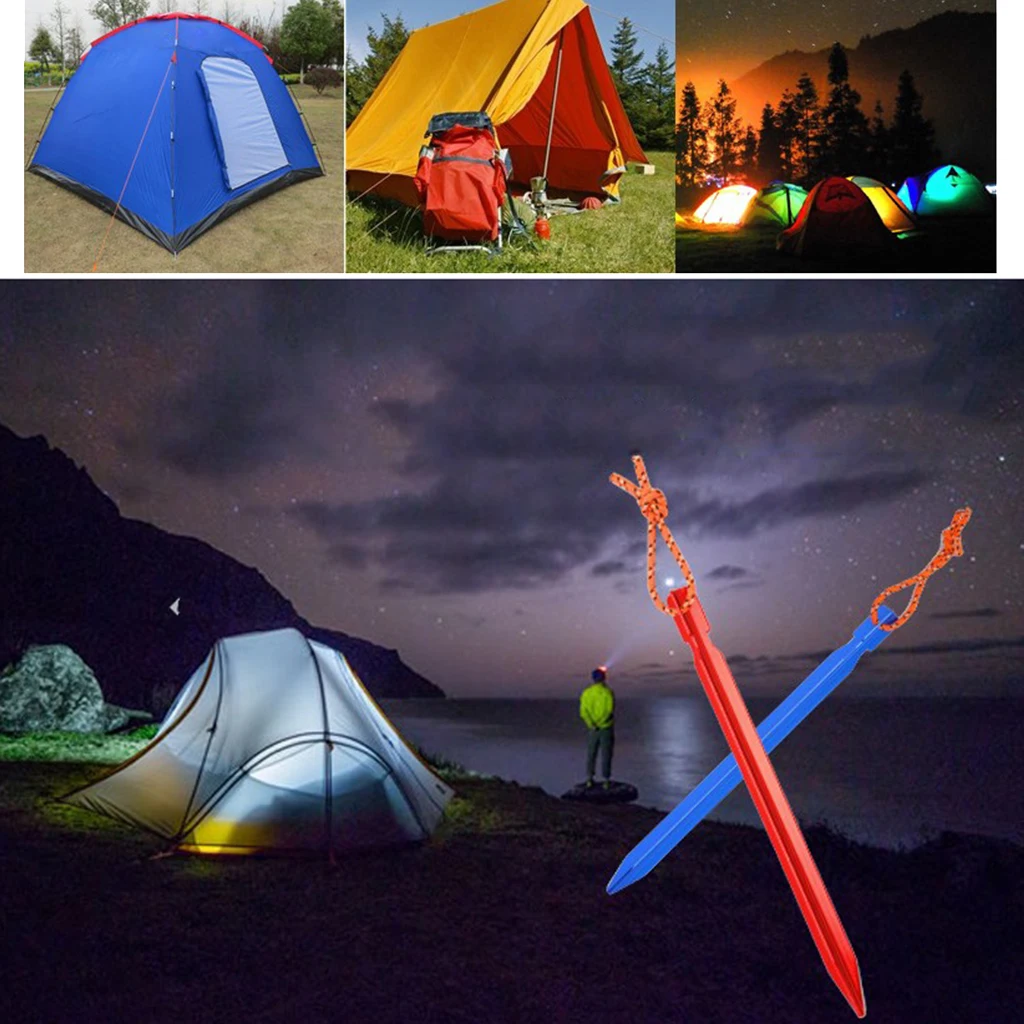 10pcs 18cm Outdoor Camping Tent Stake Pegs Aviation Aluminium Alloy Hiking Traveling Tent Nail Accessories with Storage Bag
