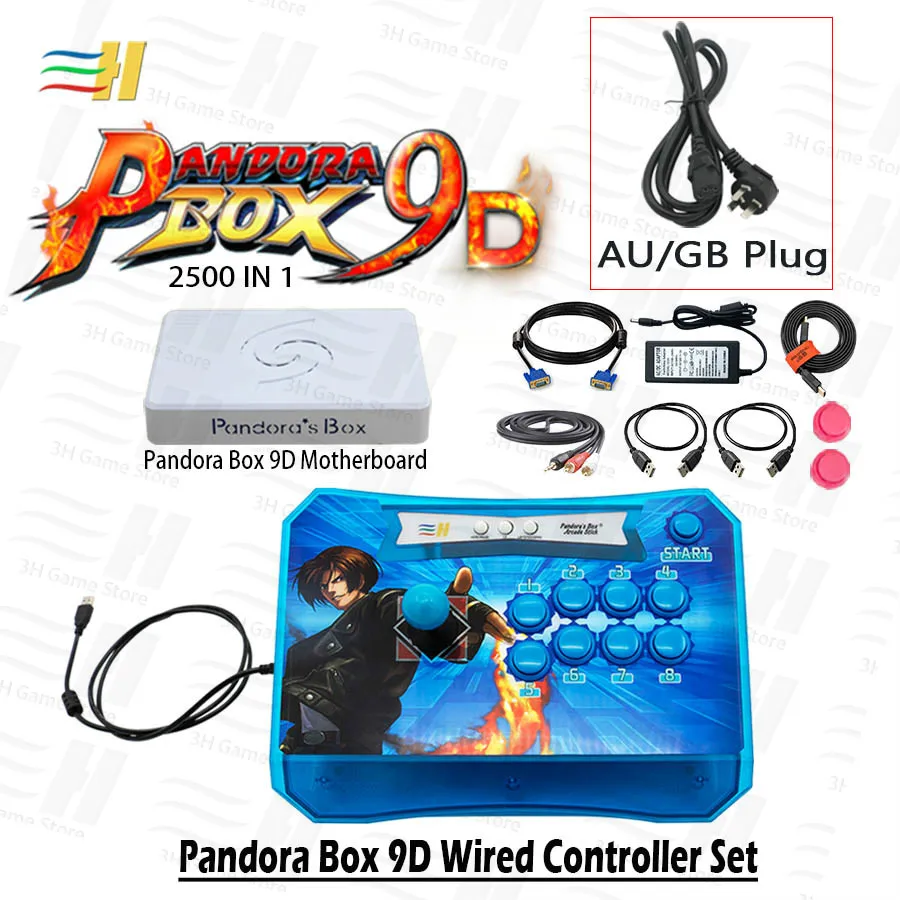 9D blue GB plug Pandora box 9d 2500 В 1 проводной контроллер Набор аркадный джойстик игровая консоль Ретро игровые Джойстики для аркадного автомата кабинета - Цвет: 9D blue GB plug