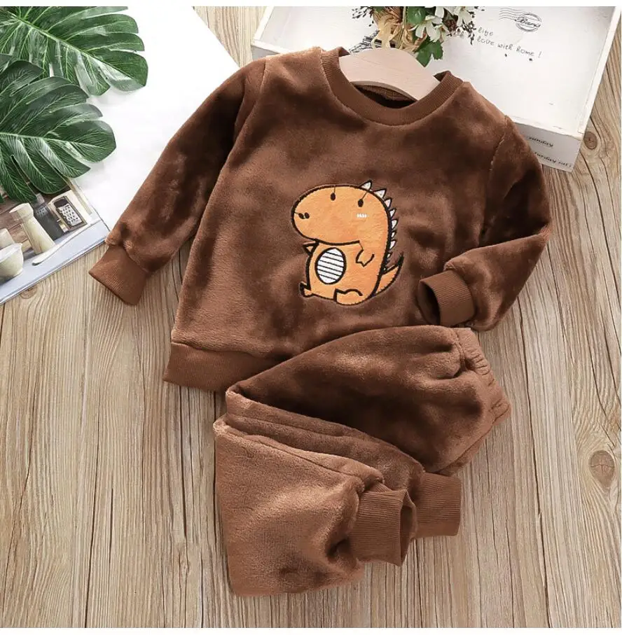 cute pajama sets	 Baby Boy Girl Clothes Pajamas Set Thick Flannel Fleece Toddler Child Warm Catoon Bear Sleepwear Kids Home Suit Autumn/Winter designer pajama sets