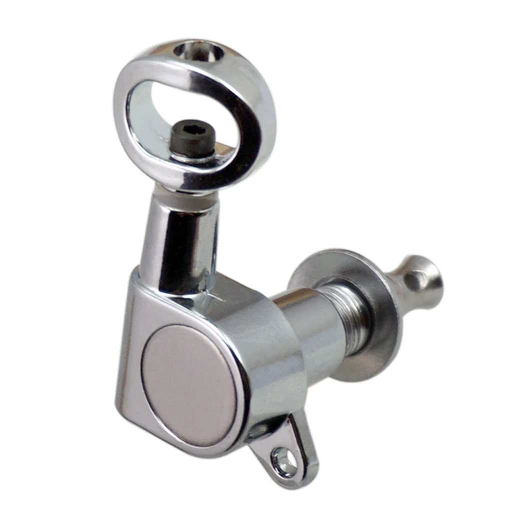 6PCS Right Hand Guitar Tuners Tuning Keys Pegs Hollow Button for Acoustic Guitar Replacement 6R Silver