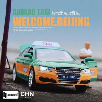 

1:32 high simulation Audi A8 Beijing taxi car alloy car pull back with sound and light model for children gifts