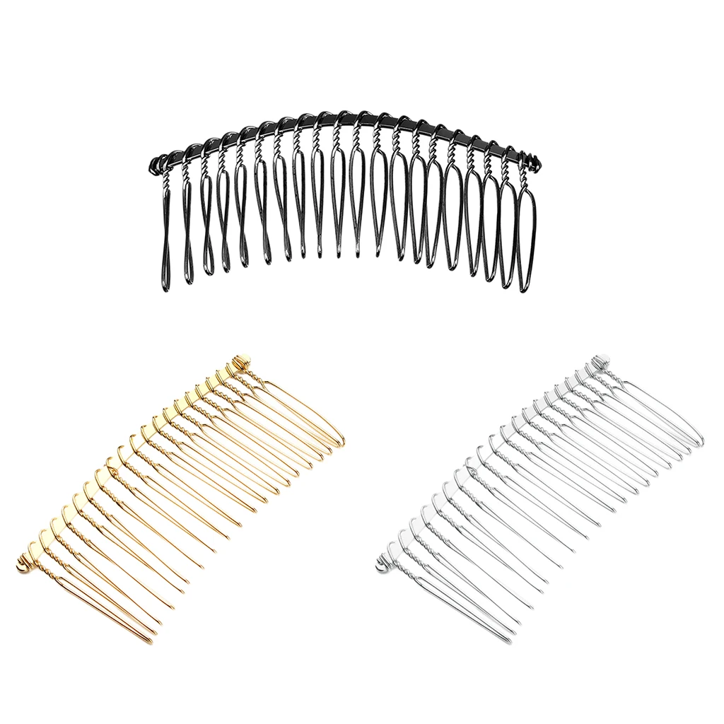 6 Pieces 20 Teeth Hair Clip Combs Metal Wire Hair Combs Wire Twist Bridal Wedding Veil Combs, 1.46 x 2.91 inch