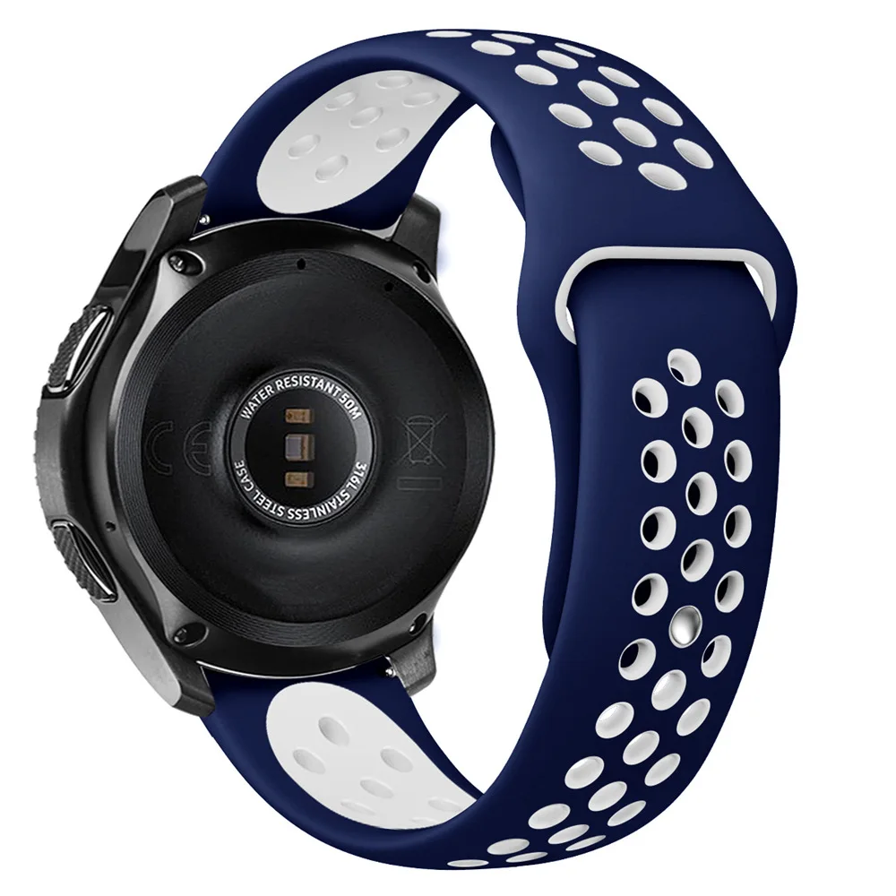 Какой ремешок для samsung Galaxy Watch 42 мм 46 мм Active 2 40 мм 44 мм мягкий силиконовый двухцветный браслет ремешок на запястье аксессуары - Цвет: 9