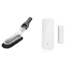 1 Pcs Anti-Static Curtain Brush Soft Dusting Brush & 1 Pcs Tuya Smart Wifi Door Sensor Door Open / Closed Detectors