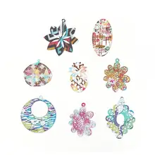 DoreenBeads медный эмалированный, разукрашенный кулоны многоцветный лист геометрическое Филигранное тиснение для самодельных ювелирных изделий Подвески, 5 шт
