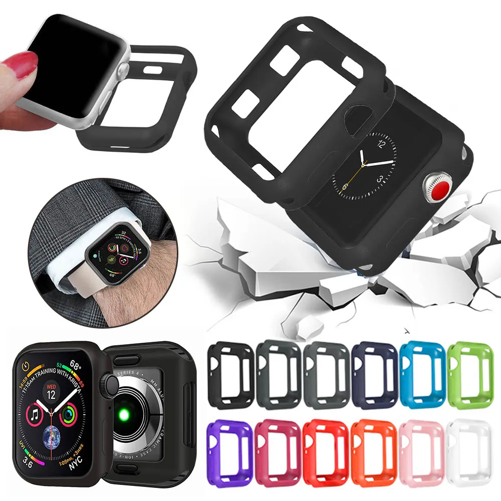 Мягкий силиконовый чехол для Apple Watch версии 6 SE5 4 44 мм 40 крышка полная защитная