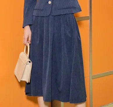 skirt Осенняя мода Ins популярный блейзер с поясом куртка и плиссированная юбка средней длины женский OL комплект одежды - Цвет: skirt