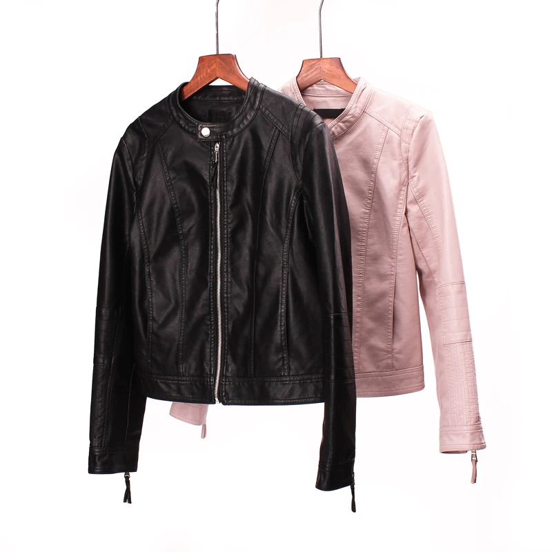 

New 2020 Spring Autumn Women Biker Leather Jacket Soft PU Leather Outwear Short Design Slim Zippers Biker Jackets