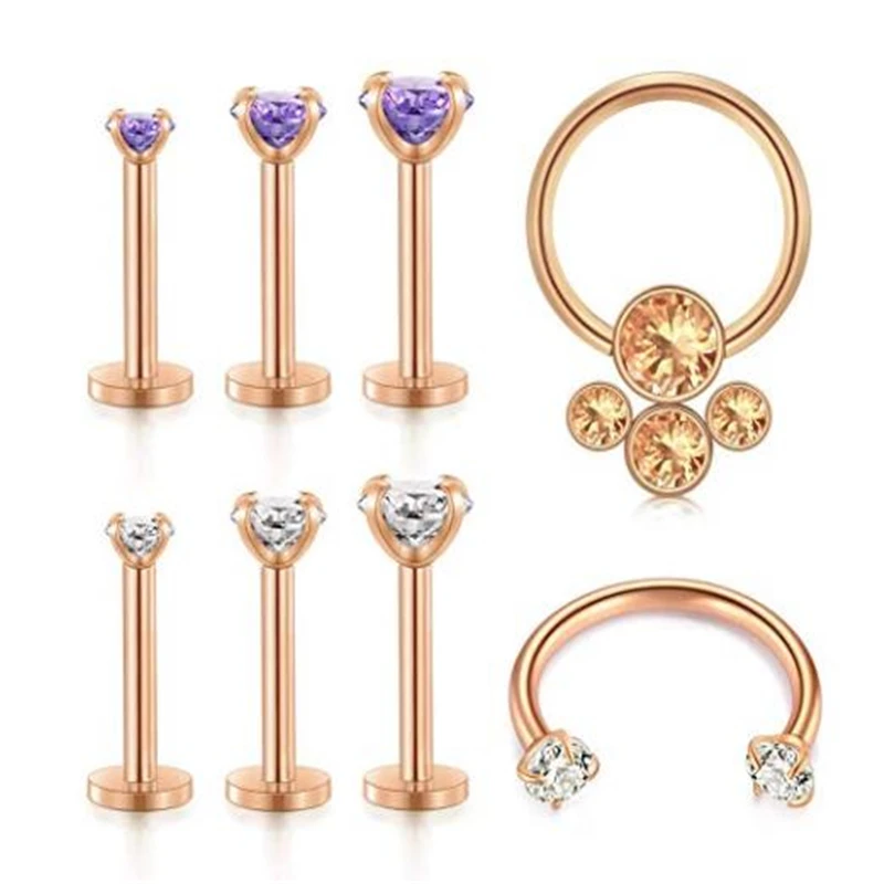

JFORYOU 16G Stainless Steel Tragus Helix Cartilage Daith Rook Earrings Studs Nose Septum Rings Hoop Piercing Jewelry