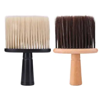 

Wood Handle Neck Face Duster Hairbrush Comfortable Lightweight Portable Soft Salon Cutting Hairdressing Styling Tool