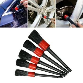 

5Pcs Car Cleaning Brush Round Head Screw Brush Car Detailing Wash Tool Black