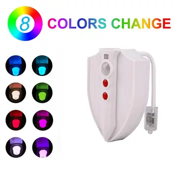 

Toilet Night Light Motion Activated 8 Color IP65 Changing Light Detection Sensor LED Toilet Light with UV Sterilizer Bathroom