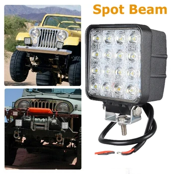 

1PCS 48W Work Light 30 Degree LED Car Spot light Beam Square Off-road Lamp Fog Lighting Exterior For Boat SUV Truck