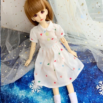 

BJD Doll dress with lovely bubble-sleeve skirt idyllic basic daily dress for 1/3 1/4 1/6 BJD doll accessories doll clothes