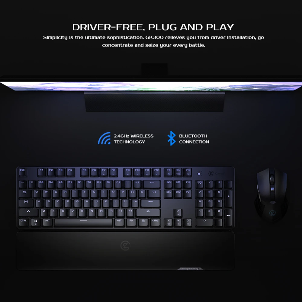 US $66.00 Gamesir Gk300 24ghz Wireless Mechanical Gaming Keyboard Aluminium Alloy Bluetooth Keypad With Wrist Rest For AndroidIosPc