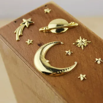 

Astronomy Resin Inclusion Assortment Metal Embellishment for Kawaii UV Resin Craft Moon Shooting Star North Star Planet Saturn