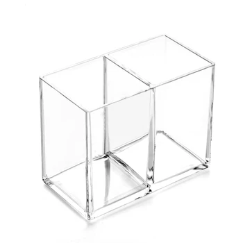 

Clear Acrylic Makeup Brush Holder Pen Pencil Cup Holder Cosmetic Storage Case Desktop Stationery Organizer Compartments
