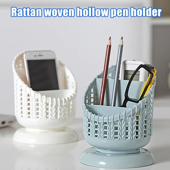 

Woven Hollow Plastic Pen Holder Desktop Storage Box Simple Multifunction Stationery NC99