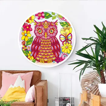 

Special Shape 5D DIY Diamond Painting Animal Owl Pendant with Tassel Diamond Embroidery Cross Stitch Home Decoration LK083