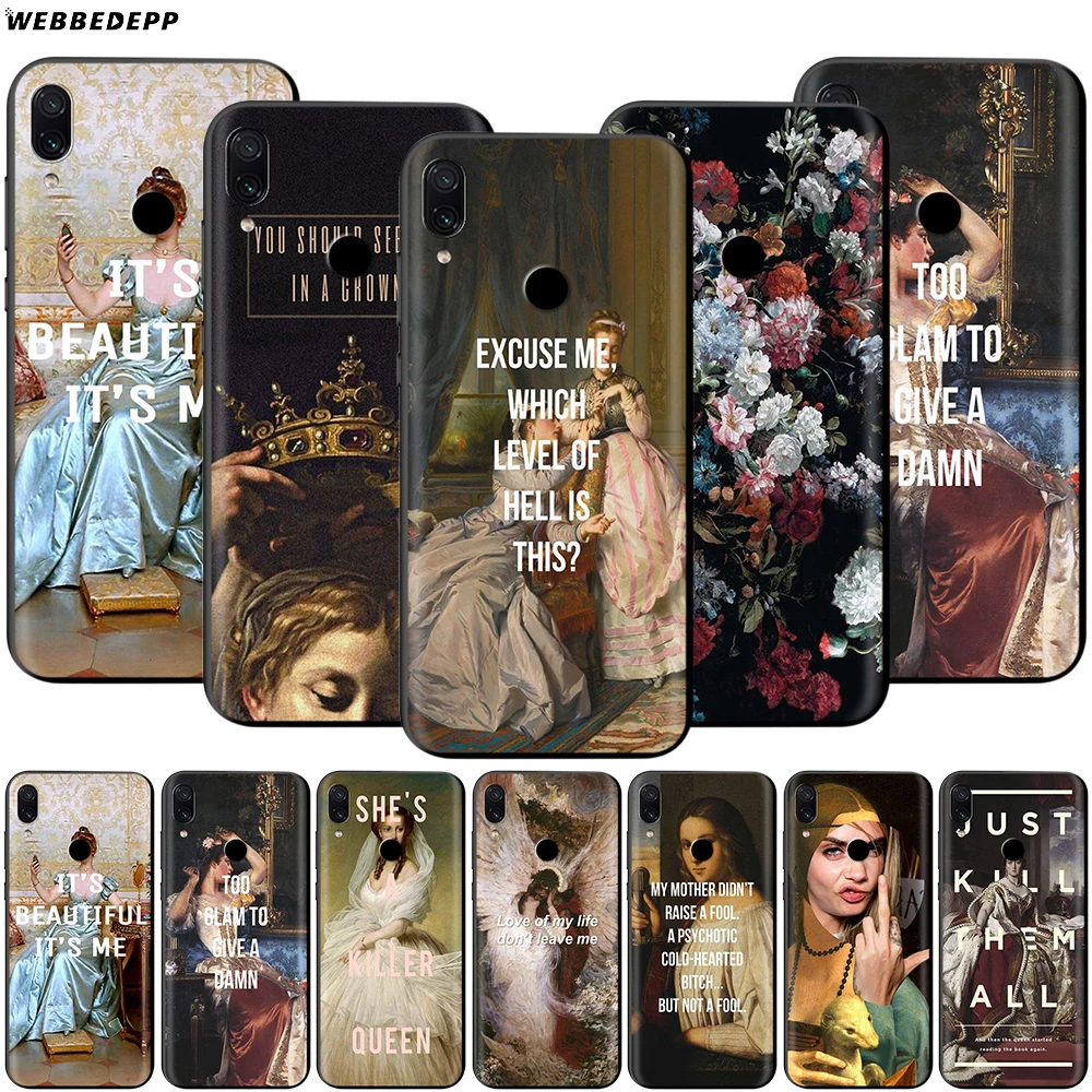 

Webbedepp Artistic Oil Painting English Short Case for Xiaomi Redmi 4A 4X 5 5A 6 6A 7 7A S2 Note Go K20 Pro Plus Prime