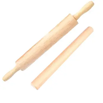 

2pcs Rolling Pin Wood Roller Dumpling Noodles Roller Baiking Tool Baking(30cm Straight Roller + 41cm Rolling Type Roller Khaki)