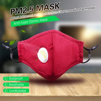 

IN STOCK! Anti PM2.5 Cotton Face Mask Respirator Washable Reusable Mouth Masks + 2Pcs Activated Carbon Filter PM2.5 for Adult