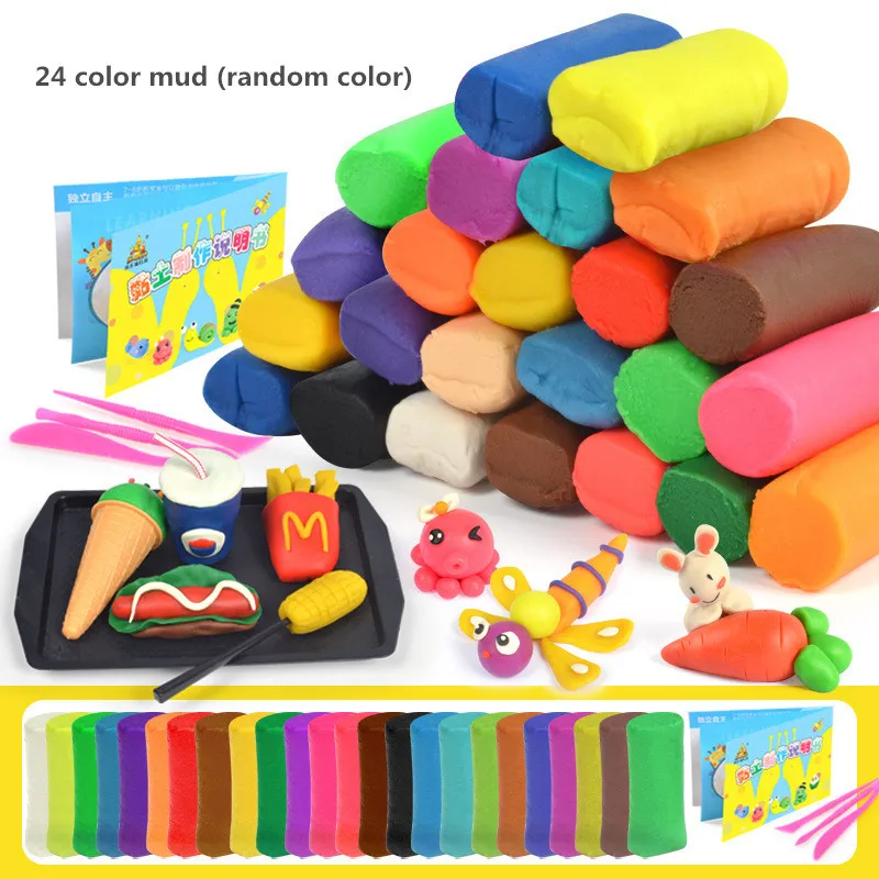 12colors Creative Kids Clay Toy Plasticine Tool Set Hamburger Noodle Ice cream Machine DIY Made Mold Play House Toys Kit 4