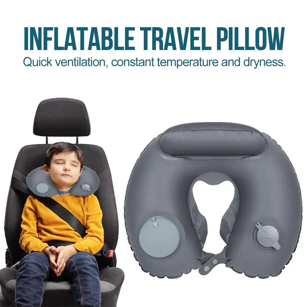 1PC Inflatable Neck PillowTravel U Shape Air Pillow Neckrest Head Rest Portable Head Rest Pillows In Flight Cushion Dark Gray