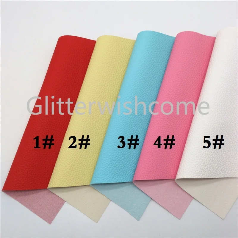 Glitterwishcome 21X29 см A4 размер винил для бантов яркие цвета матовая искусственная ткань личи, искусственная кожа листы для бантов, GM584A