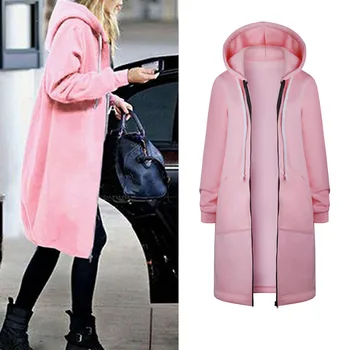 

JAYCOSIN women's jacket Long Sleeve winter warm zipper Open coat ladies Hoodies Sweatshirt Long Coat Jacket Tops sport Outwear
