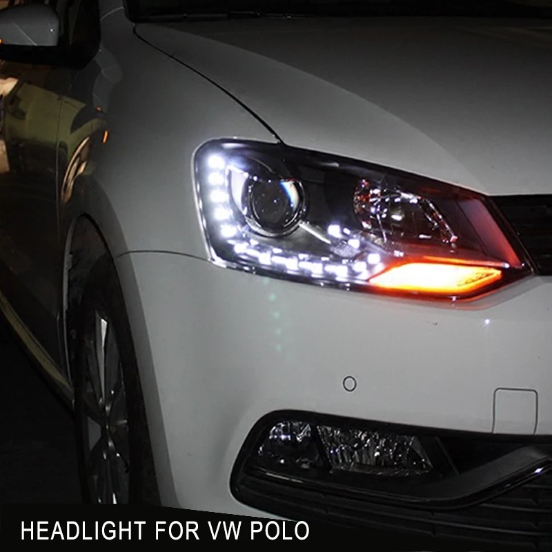 Автомобильный Стайлинг forVw фары Polo Vento светодиодный светодиодные дневные ходовые огни на передних фарах HID фара ангел глаз биксеноновые фары аксессуары