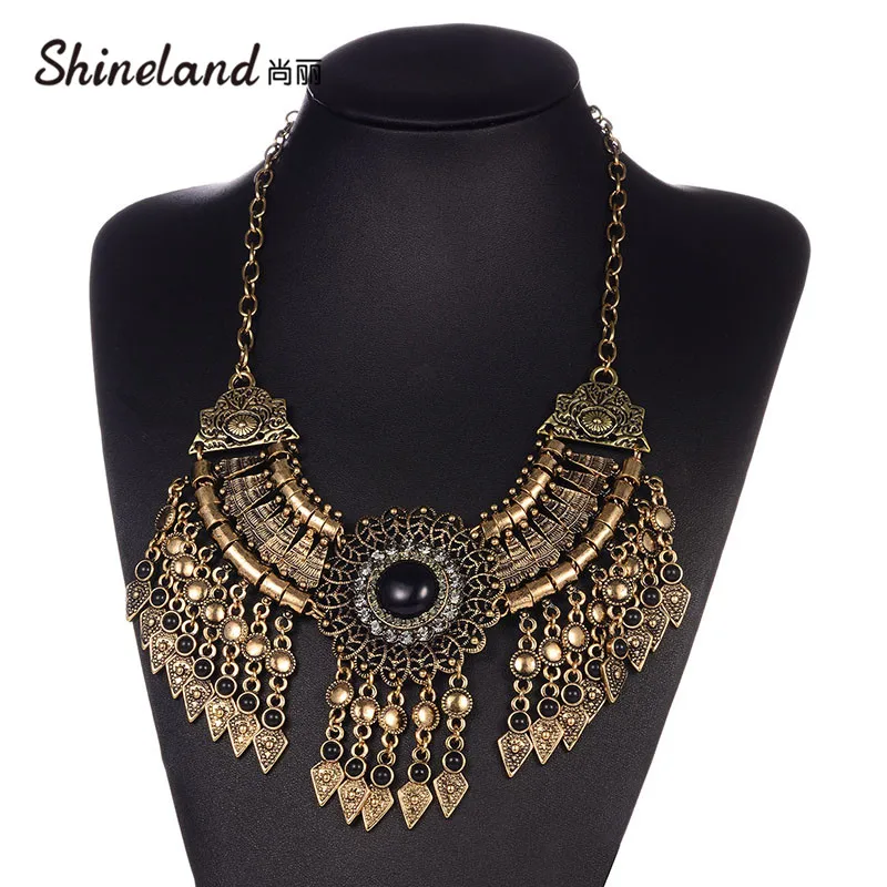 Shineland большое эффектное ожерелье цыганское ожерелье женское богемное этническое Макси колье ожерелье Femme винтажная бижутерия подарок оптом