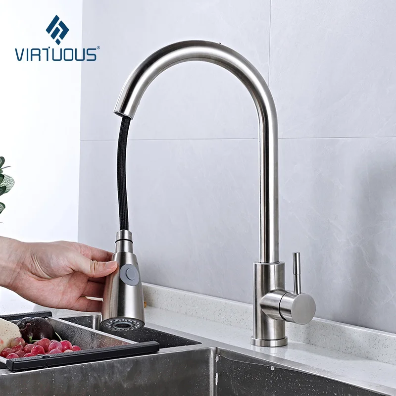 

Free Shipping Kitchen Tap Pull Out Hot and Cold Kitchen Faucet Mixer Single Handle Kitchen Faucet Pull Out