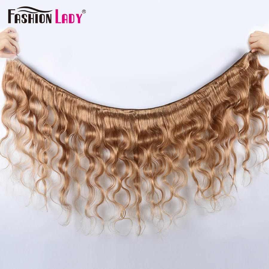Fashion Lady Pre-Colored Peruvian Hair 3/4 Bundles Human Hair Body Wave Bundles 27# Dark Blonde Non-remy Extension