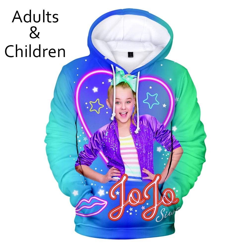 JOJO SIWA/худи для мальчиков и девочек с 3D принтом; толстовка в стиле Харадзюку; осенние детские топы с 3D принтом; толстовка с капюшоном для мужчин и женщин