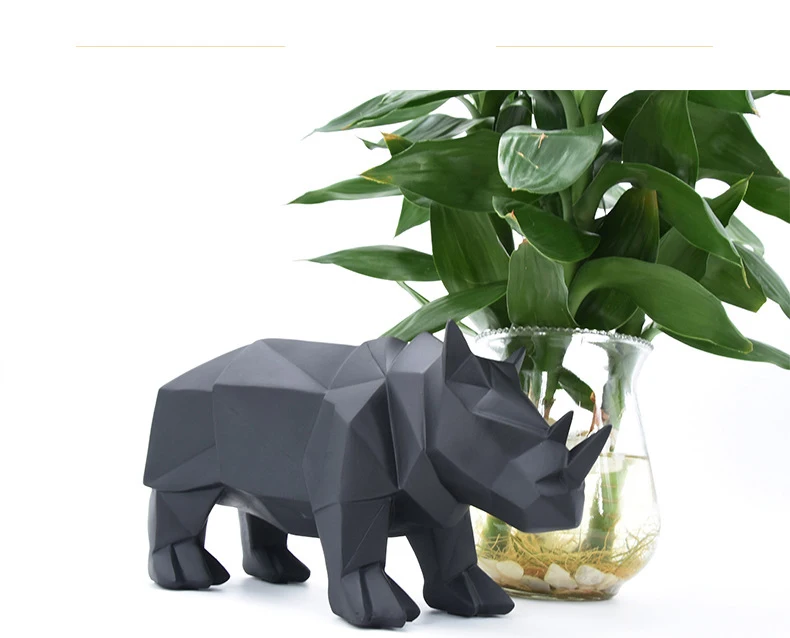Прямые продажи новые высококачественные геометрические художественные резиновые орнаменты для дома гостиная подарок Изысканные животные носороги декоративные украшения