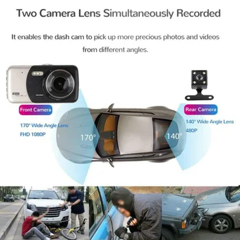 

Set Car DVR Gold 1080P Dual Lens Replacement Accessories Front Rear Camera