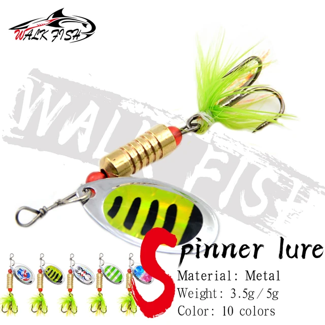 FTK 1pc Spinner Bait Hard Spoon Bass Lures 7.5g 12g 17.5g Metal Fishing  Lure With Feather Treble Hooks For Pike Fishing