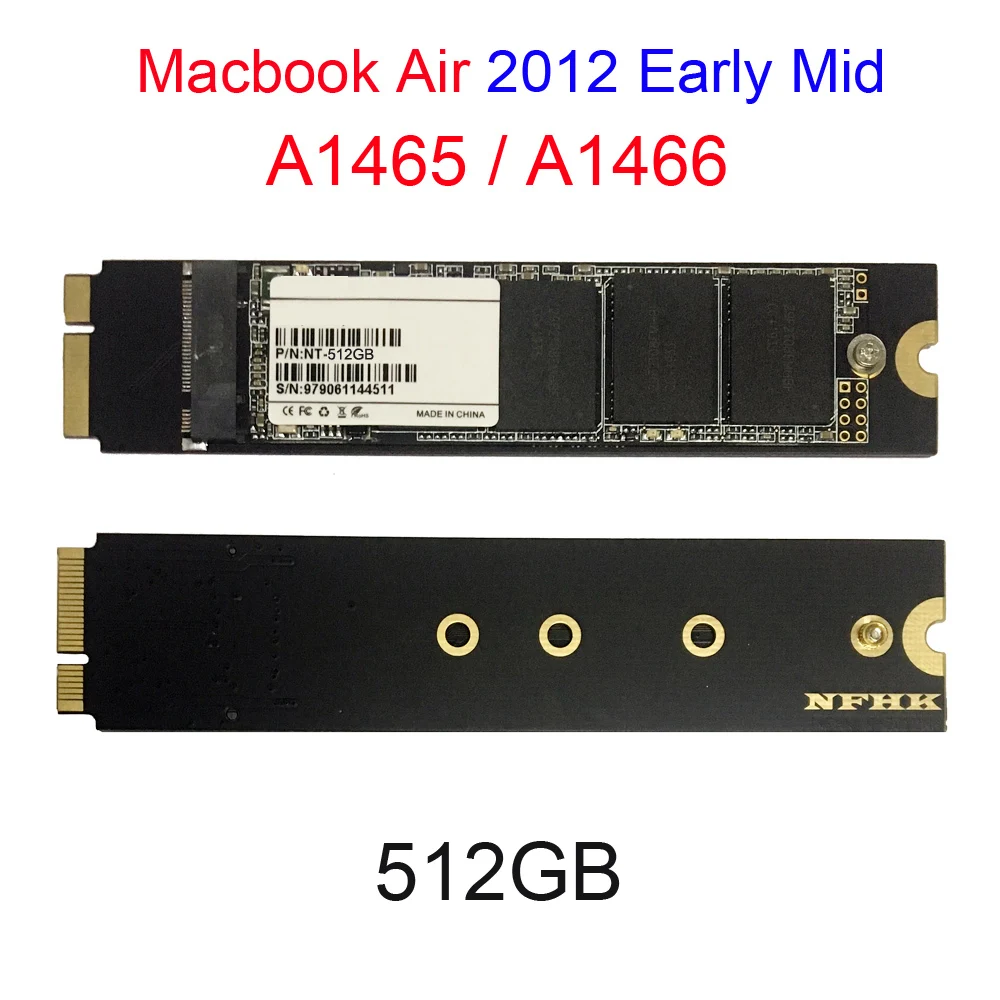 512 ГБ для 2012 раннего Mid Macbook Air A1466 A1465 SSD Md223 Md224 Md231 Md232 твердотельный накопитель 512G Mac