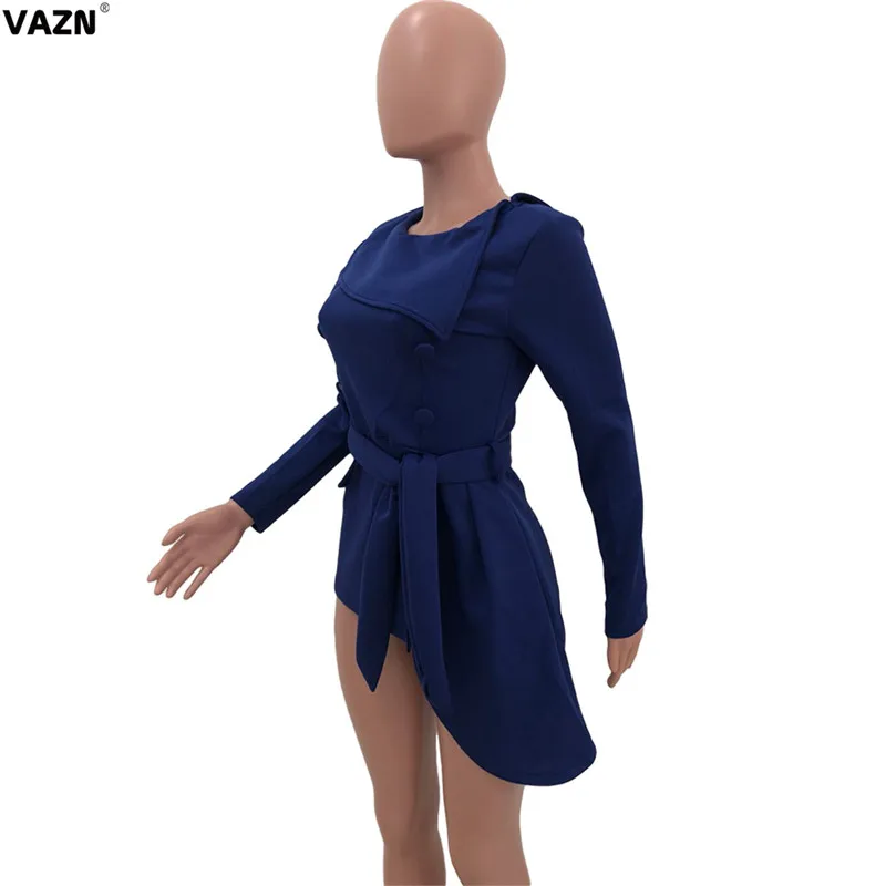VAZN OJS9168 Осенняя классическая черная юная леди для заметок Сексуальная Клубная Мода полный рукав на шнуровке для женщин асимметричный тонкий длинный тройник