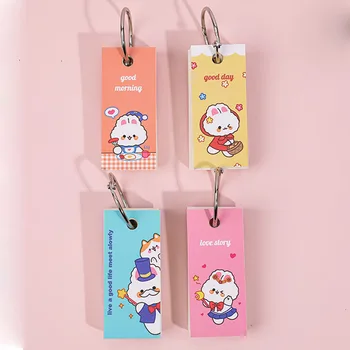 

Cartoon Rabbit Mini Ring Buckle Memo Pad Cute Blank Word Book Card Tearable Notepads Sticky Note school supplies