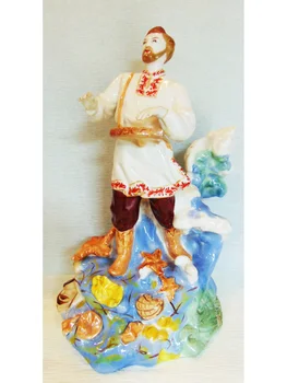 

Sadko with goslami, 34 cm. Faience, Kiev experimental ceramic and artistic plant, 1950 s