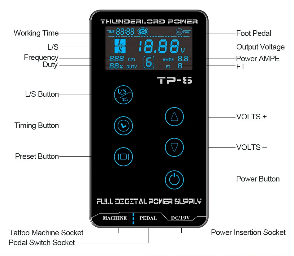 Professional Tattoo Machine Kit TP-5 Power Supply Tattoo Rotary