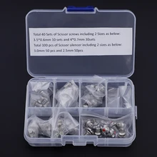 40 sets Hair Scissor Screws with 100 pcs Scissor bumpers silencer Barber repair kit Parafuso Accessory