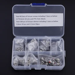 40 sets Hair Scissor Screws with 100 pcs Scissor bumpers silencer Barber repair kit Parafuso Accessory